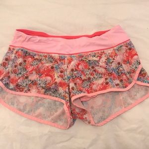 pink floral lululemon shorts - size 6